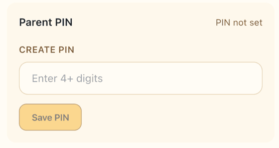 מסך הגדרת PIN