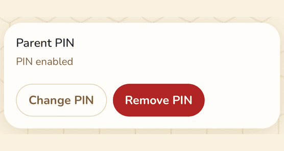 PIN setup screen