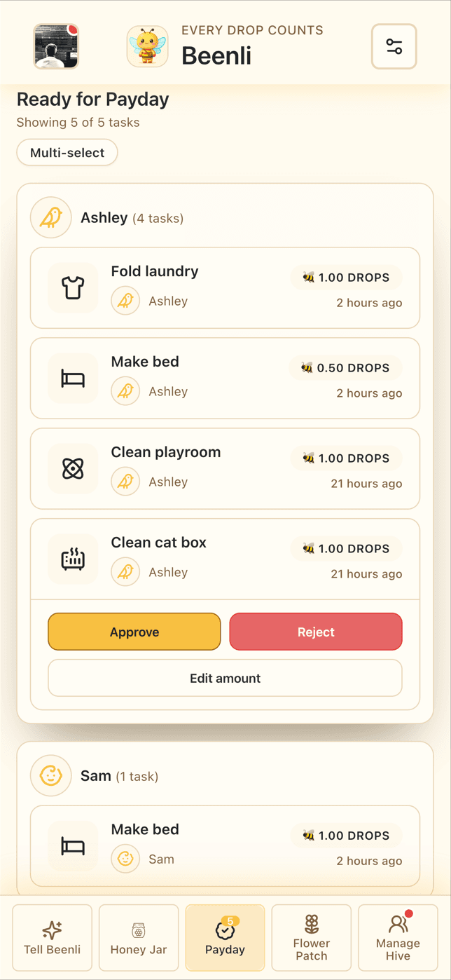 Payday-Prüfbildschirm